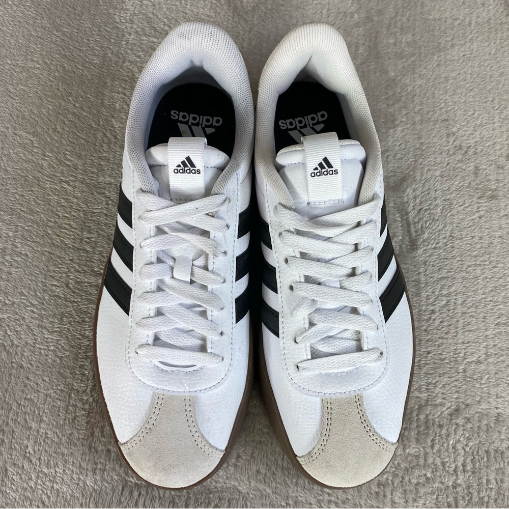 Adidas VL 3.0 Court Shoes Womens Size 7 White Black Classic Sneaker Casual - Picture 9 of 11